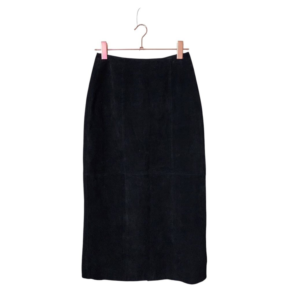SAVANNAH x VINTAGE 90's midi suede Black Skirt size‎ 6